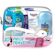 Travel Personal Care Kit for Woman On The Go 10 Piece, TSA Approved