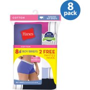 Hanes Cotton Sporty Boyshort Panties, 6+2 Bonus Pack