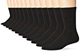 Hanes Men's 12 Pack FreshIQ Crew Socks, Black, 10-13/Shoe Size 6-12